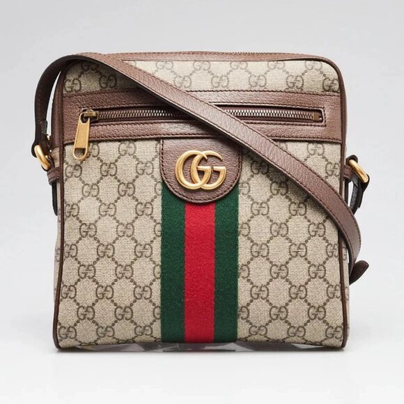 Gucci Beige Supreme GG Coated Canvas Vintage Web Ophidia Small Messenger Bag - Picture 1 of 12